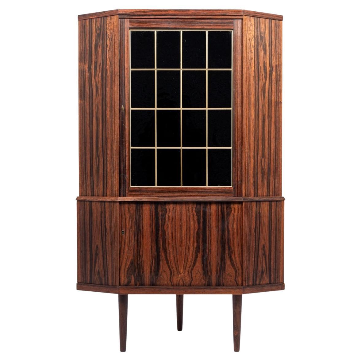 1960s Midcentury Danish Rosewood Corner Bar Cabinet For Sale