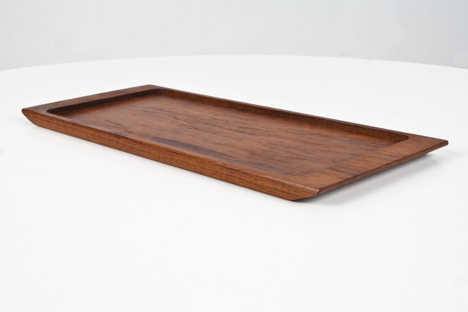 Oiled 1960s Midcentury Danish Solid Wooden Teak Desk Accessory or Table Tray For Sale