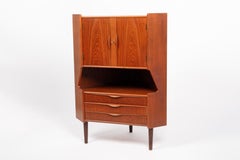 1960s Midcentury Danish Teak Corner Bar Cabinet by Falsig