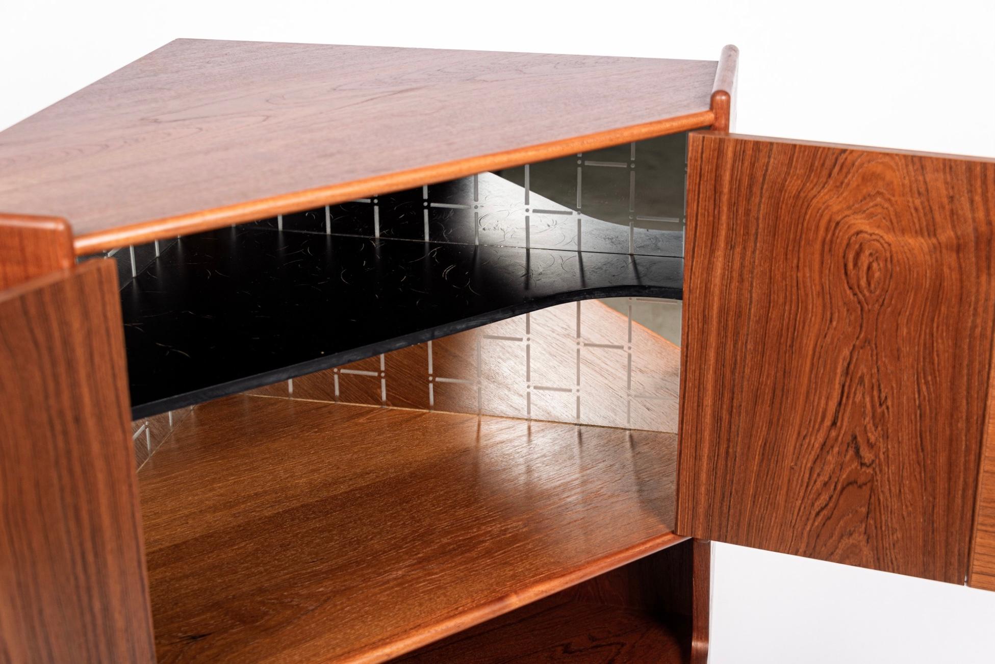 1960s Midcentury Danish Teak Corner Bar Cabinet by Falsig 1