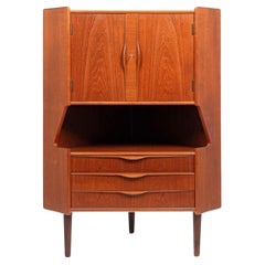 1960s Midcentury Danish Teak Corner Bar Cabinet by Falsig