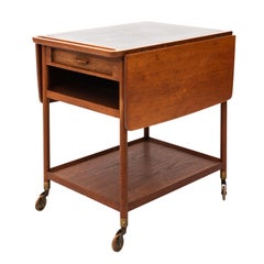 1960s Midcentury Danish Teak Drop-Leaf Trolly Table