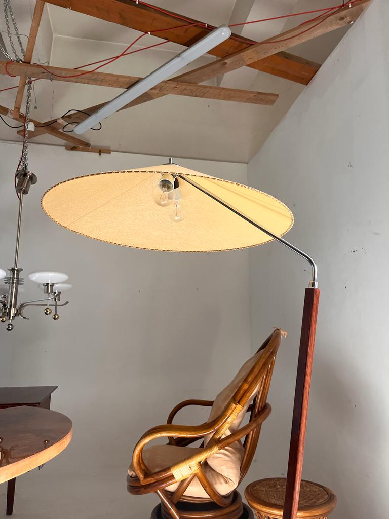 Iconic Zukov floor lamp made in Czechoslovakia in 1960s.
Completely restored, polished, new parchment shade, rewired:
2x40W, E25-E27 bulb
