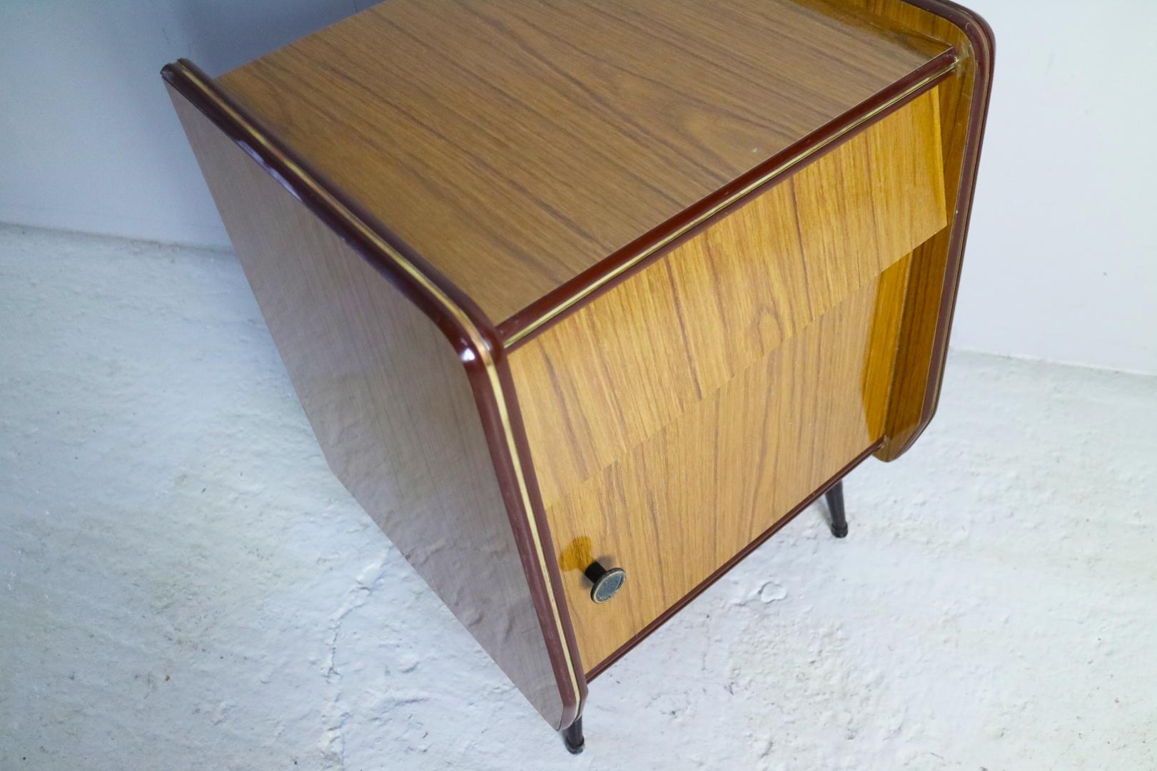 Metal 1960s Midcentury Formica Bedside Cabinet For Sale