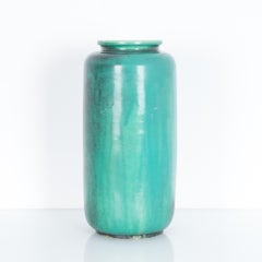 1960s Midcentury German Aqua Blue Glazed Ceramic Vase