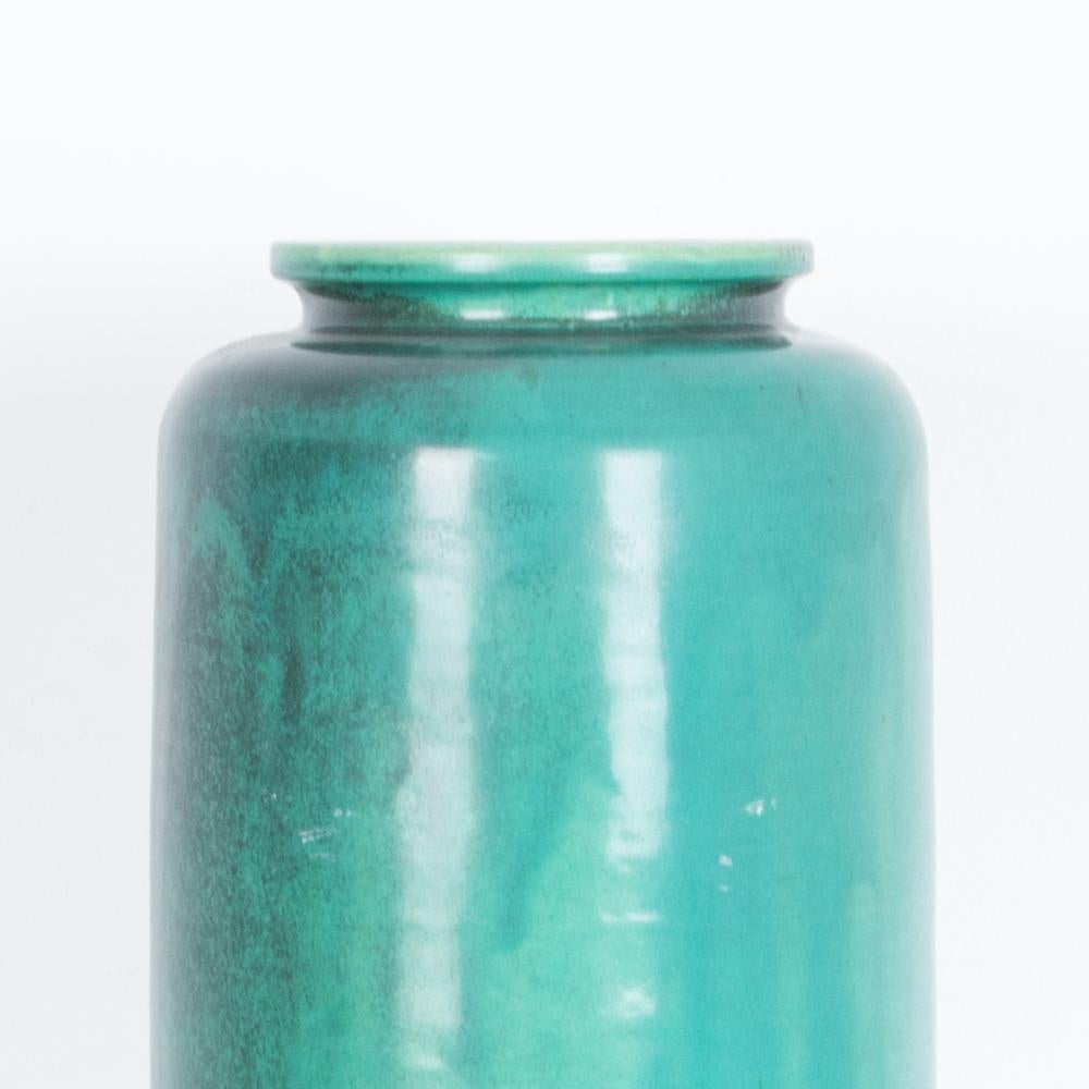 1960s Midcentury German Aqua Blue Glazed Ceramic Vase In Good Condition In High Point, NC