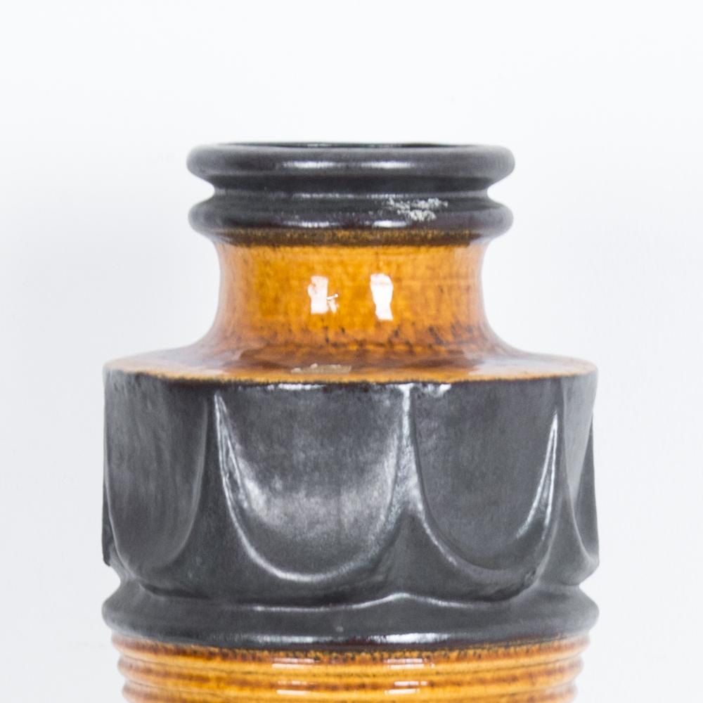 1960s Midcentury German Black and Orange Ceramic Vase In Good Condition In High Point, NC