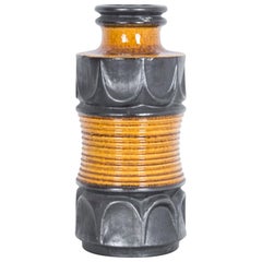 1960s Midcentury German Black and Orange Ceramic Vase