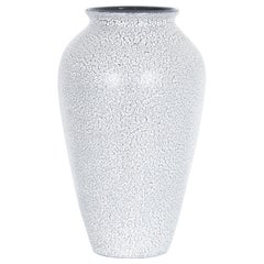 1960s Midcentury German Crackle Black and White Vase
