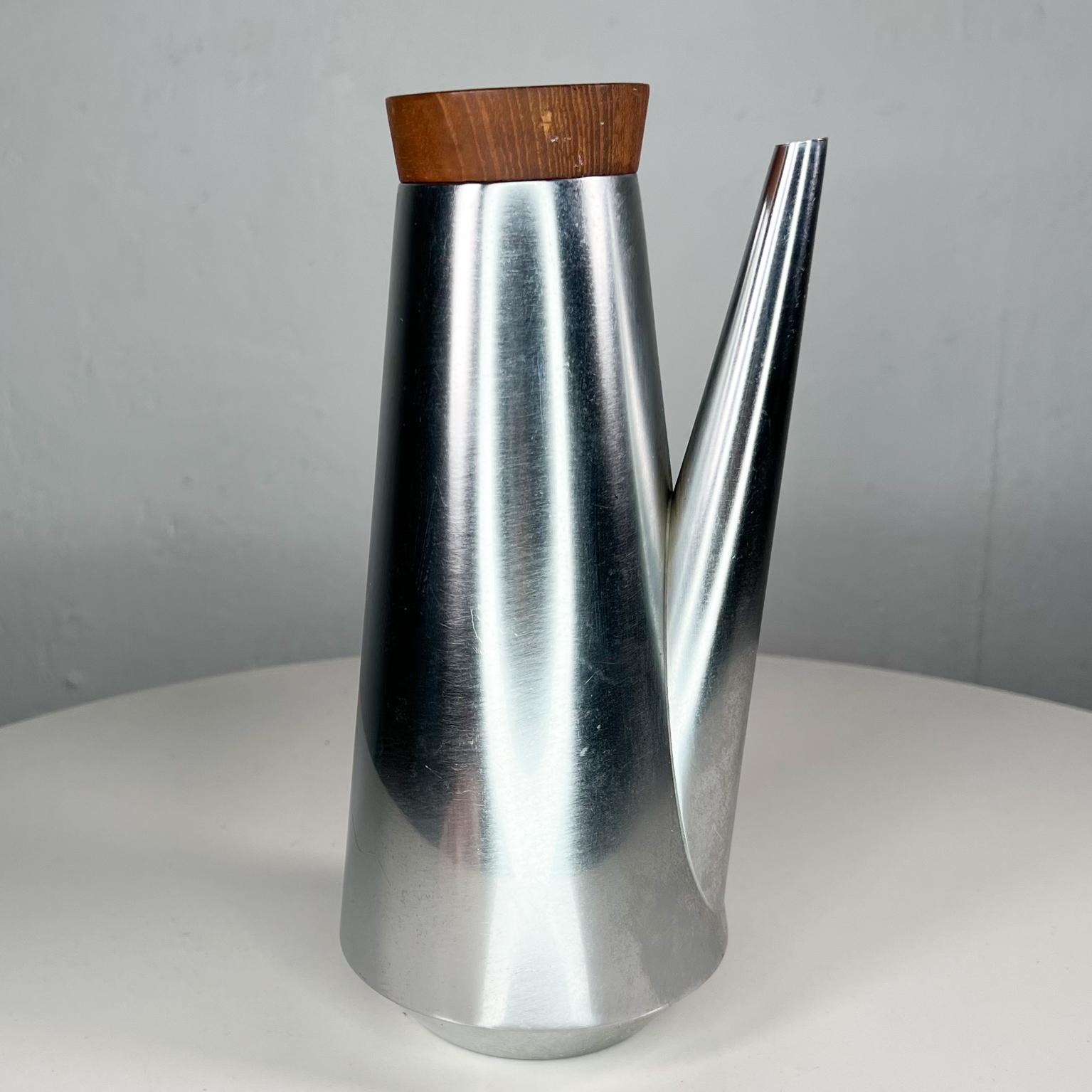 1960s Mid-Century Kalmar Italian Coffee Pot Made in Italy Stainless and Teakwood For Sale 1