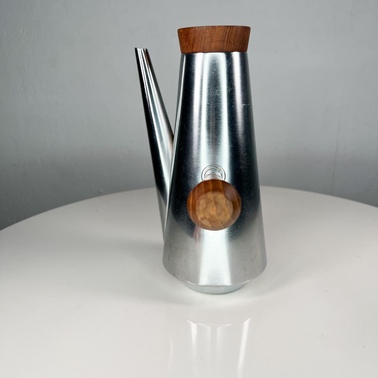 Mid-Century Modern 1960s Mid-Century Kalmar Italian Coffee Pot Made in Italy Stainless and Teakwood For Sale