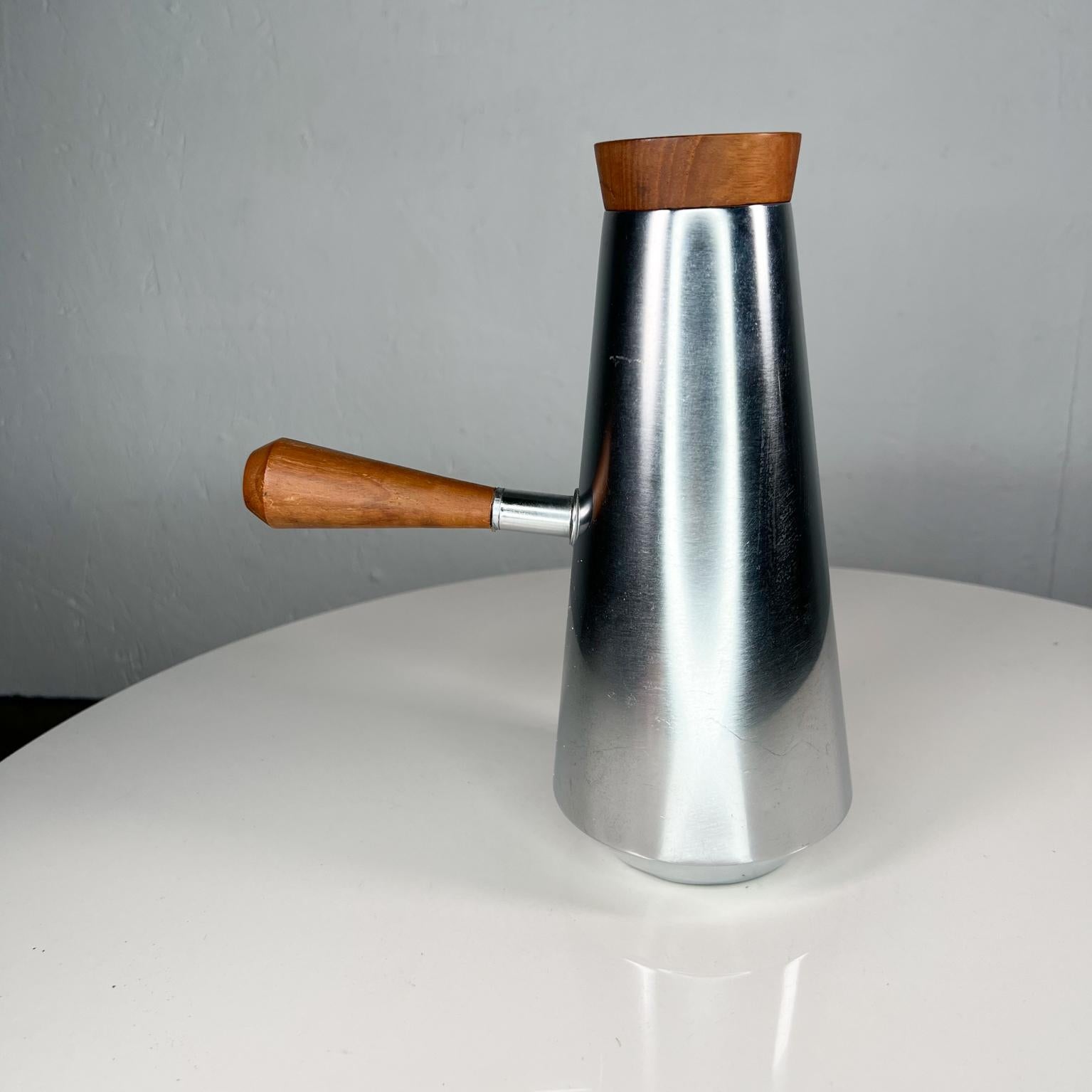 Mid-20th Century 1960s Mid-Century Kalmar Italian Coffee Pot Made in Italy Stainless and Teakwood For Sale