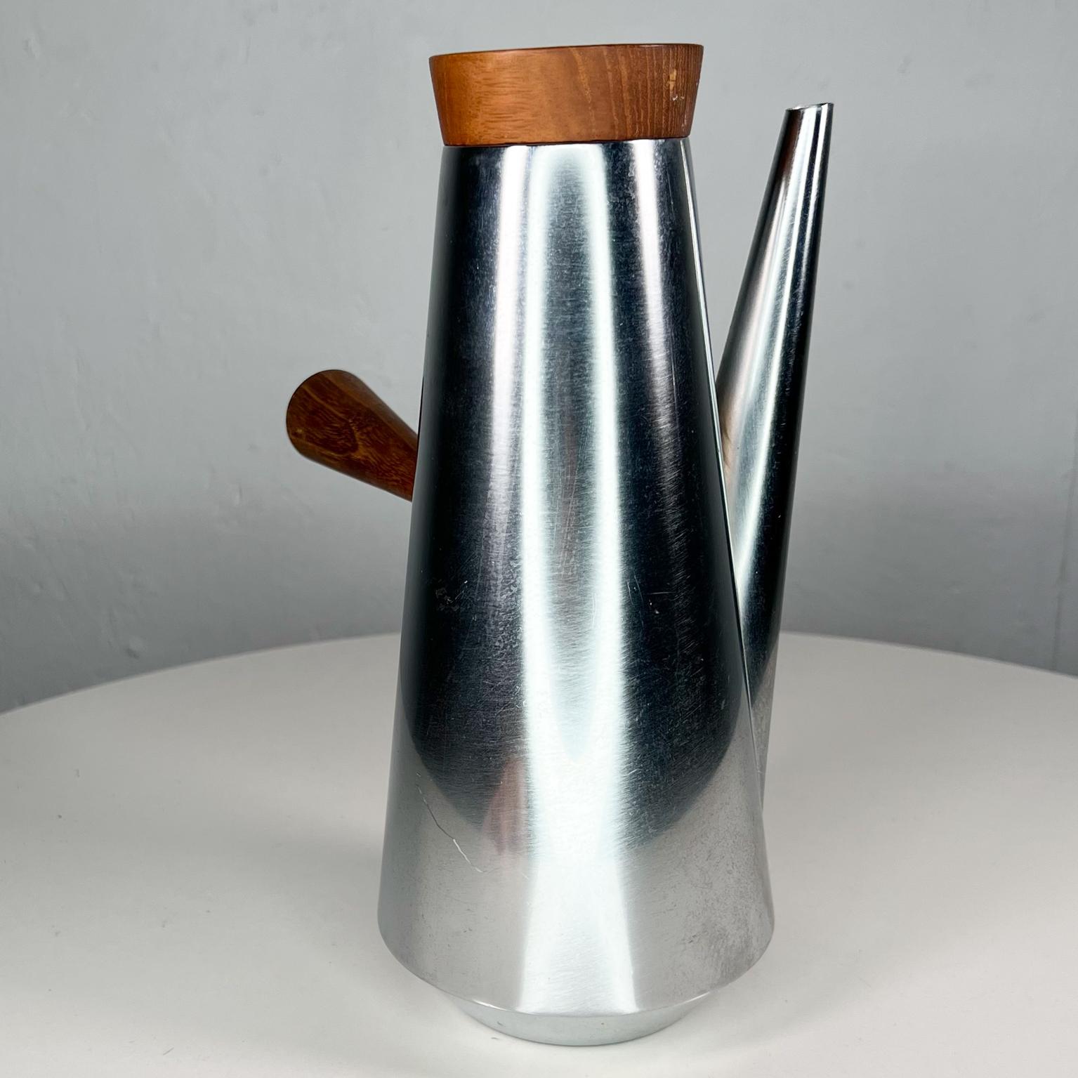 Stainless Steel 1960s Mid-Century Kalmar Italian Coffee Pot Made in Italy Stainless and Teakwood For Sale