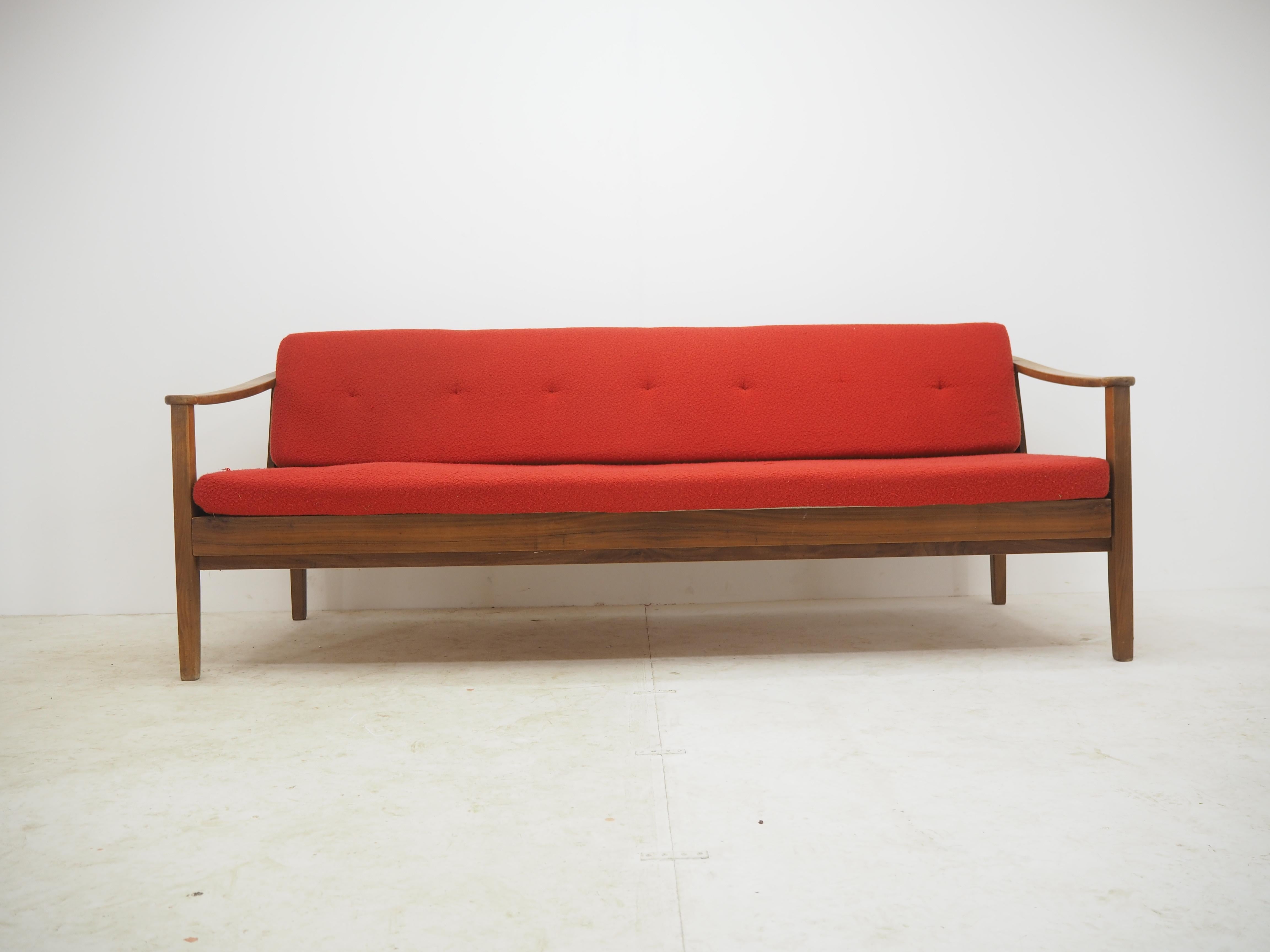 Made in Czechoslovakia 
Sofa is 70 x 202 x 80- 180
in original condition 
need a renovation
sofa is convertible.