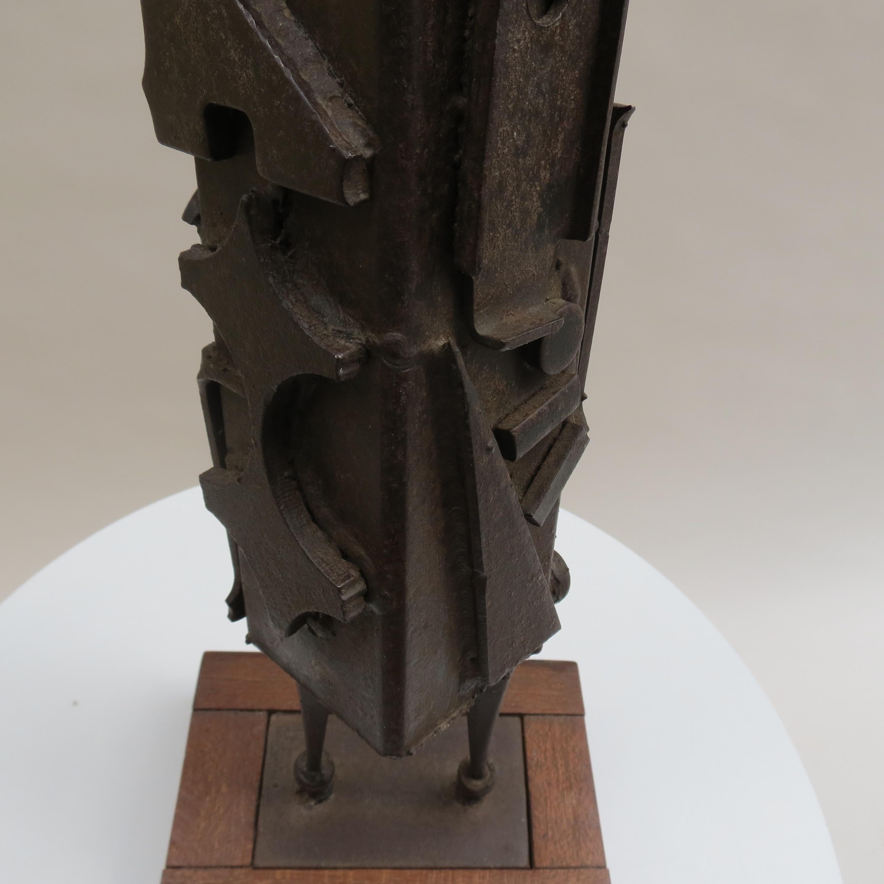 Hand-Crafted 1960s Midcentury Metal Brutalist Sculpture by R Waische