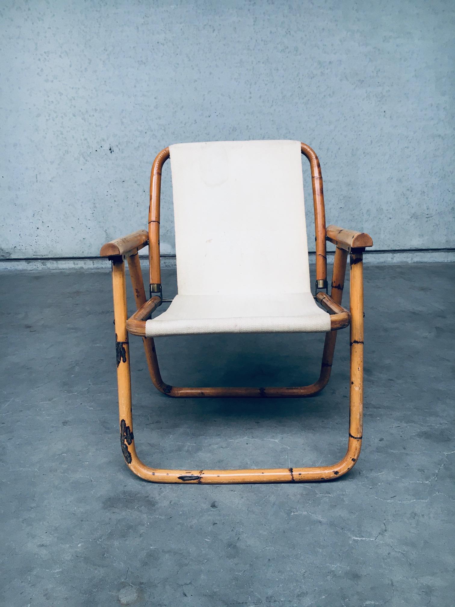 Italian 1960's Mid-Century Modern Design Bamboo Folding Chair