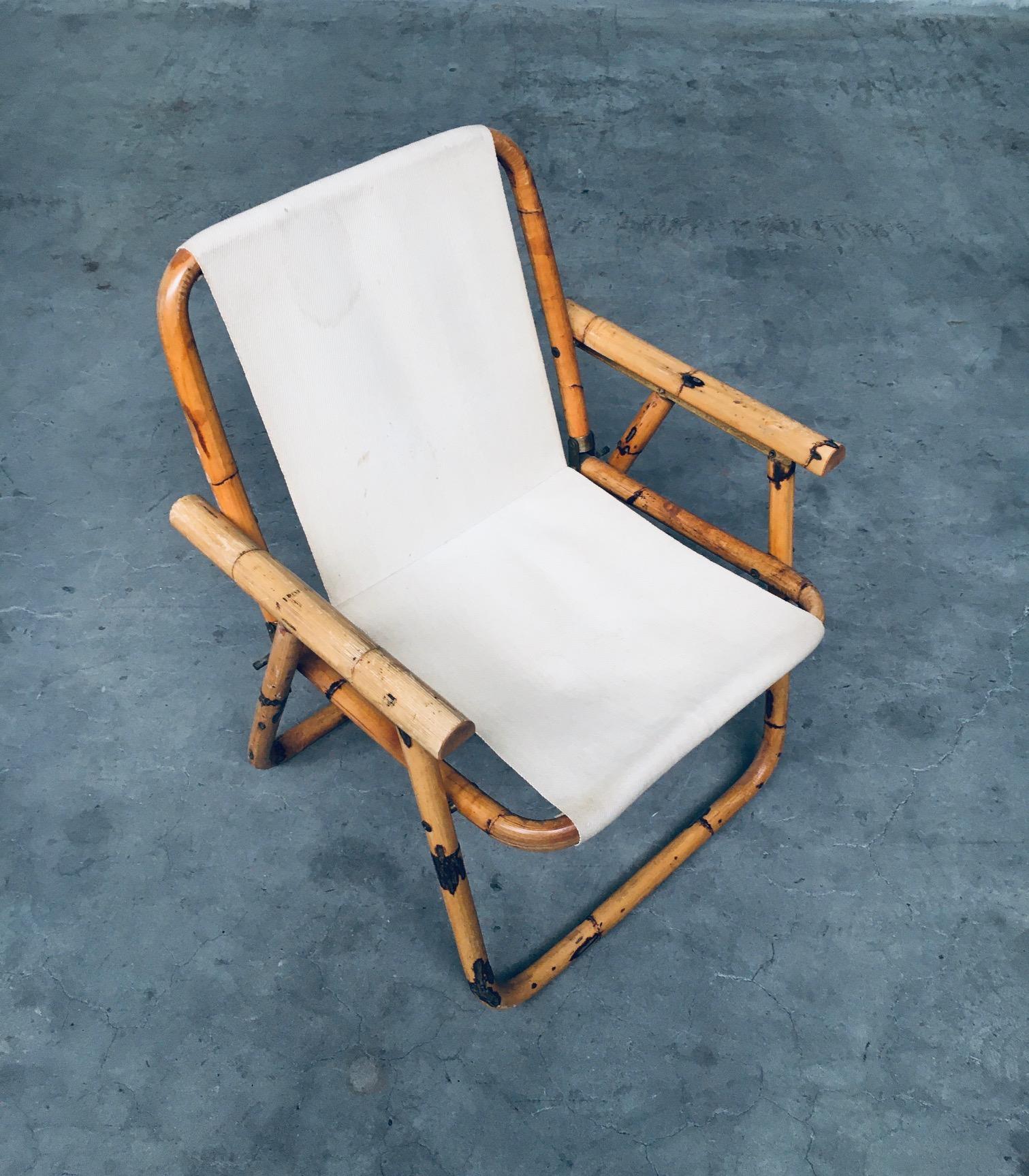 Fabric 1960's Mid-Century Modern Design Bamboo Folding Chair