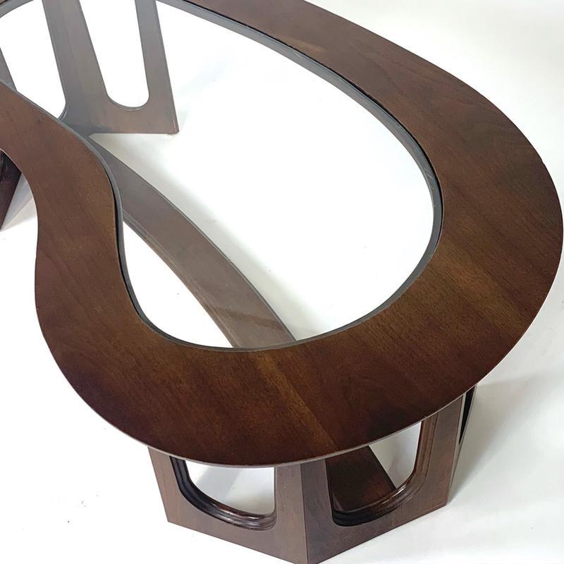 Mid-Century Modern 1960s Midcentury Modern Freeform Amoeba Biomorphic Glass and Wood Coffee Table