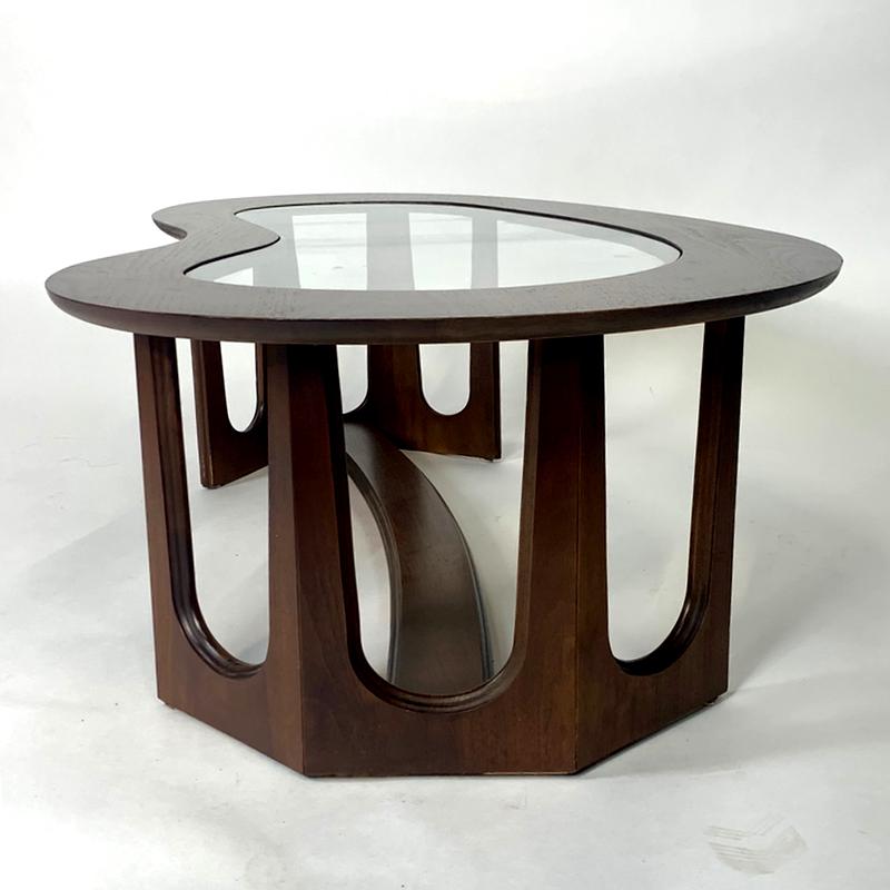 Mid-20th Century 1960s Midcentury Modern Freeform Amoeba Biomorphic Glass and Wood Coffee Table