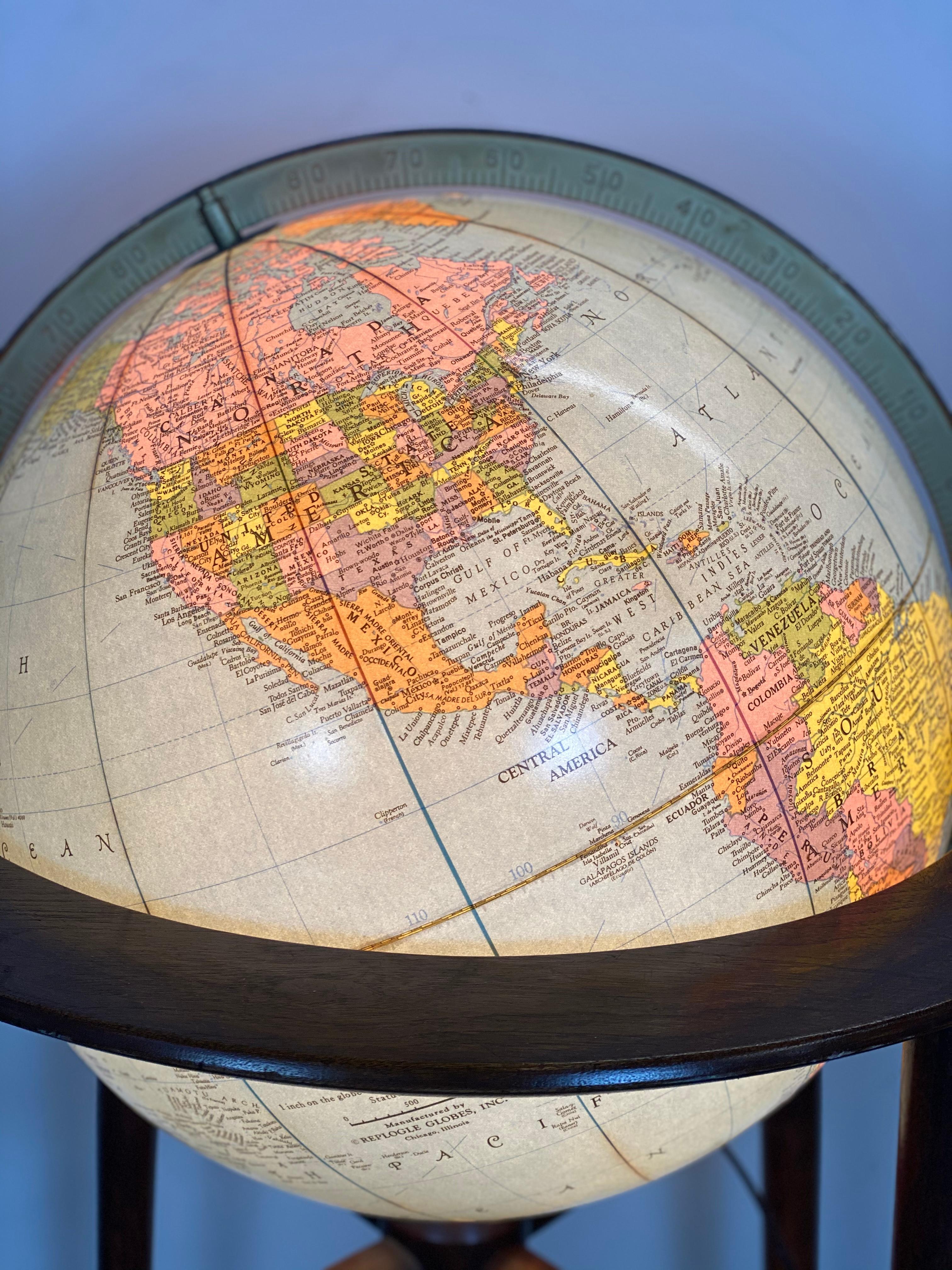 1960s Midcentury Modern Mad Men Illuminated Replogle Globe 3