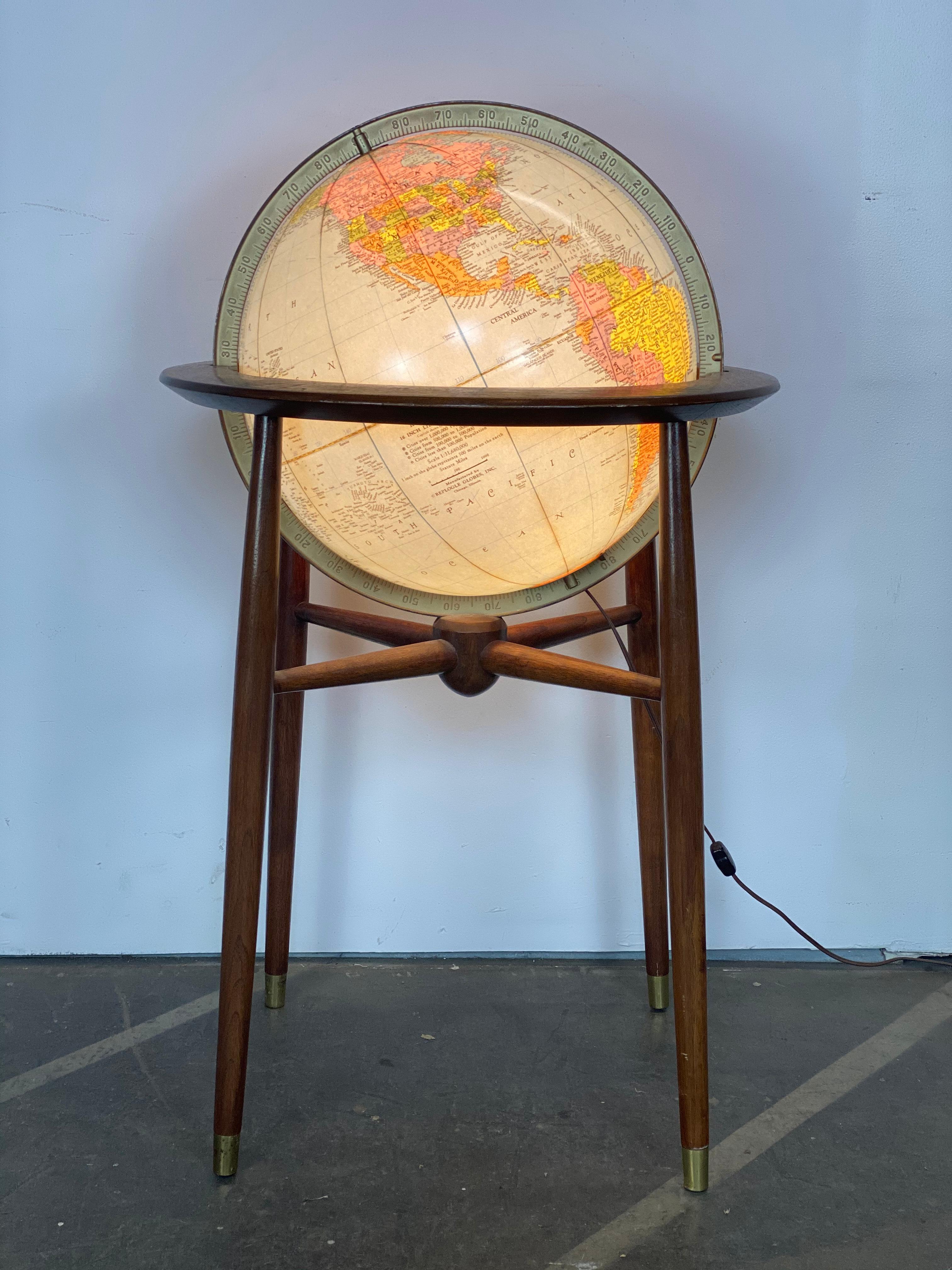 1960s Midcentury Modern Mad Men Illuminated Replogle Globe 7