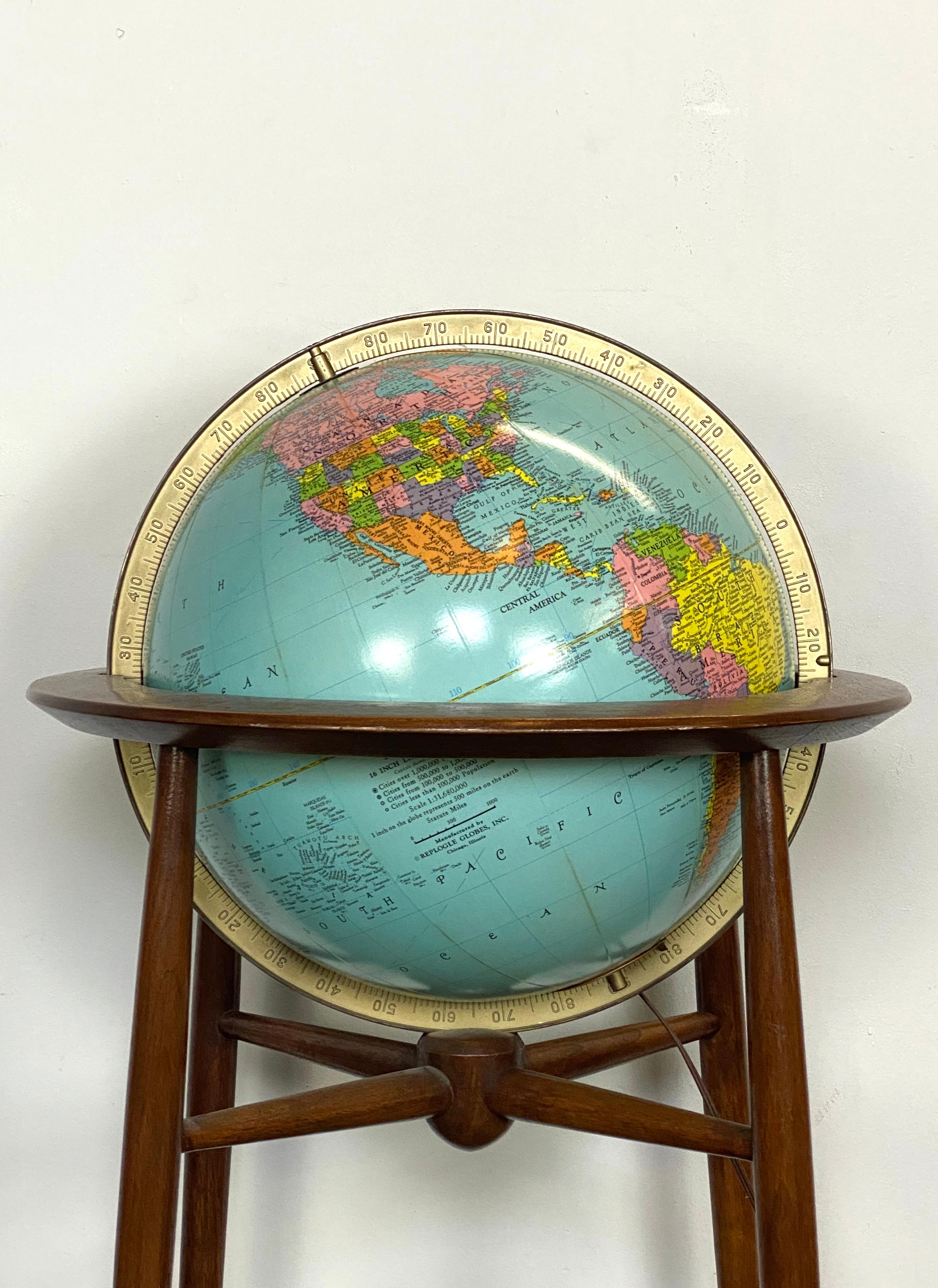 Mid-Century Modern 1960s Midcentury Modern Mad Men Illuminated Replogle Globe