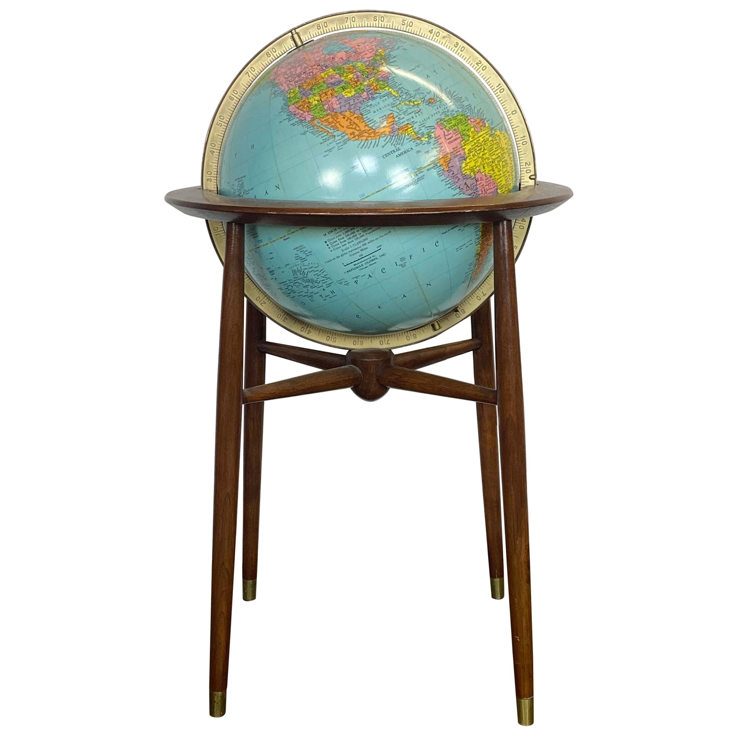 1960s Midcentury Modern Mad Men Illuminated Replogle Globe
