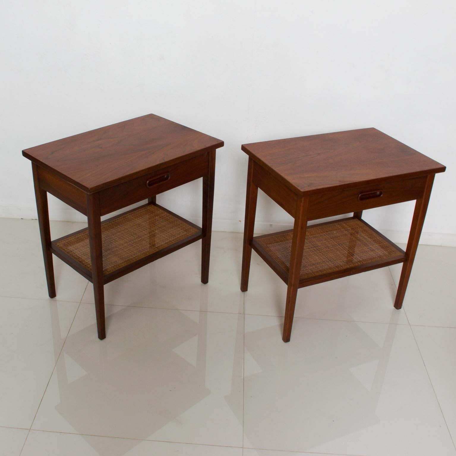 Mid-20th Century 1960s Mid-Century Modern Nakashima Simple Style Walnut Nightstands with Cane USA