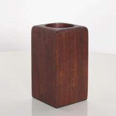1960s Mid-Century Modern Sleek Walnut Wood Desktop Pencil Pen Holder DAPCO Italy