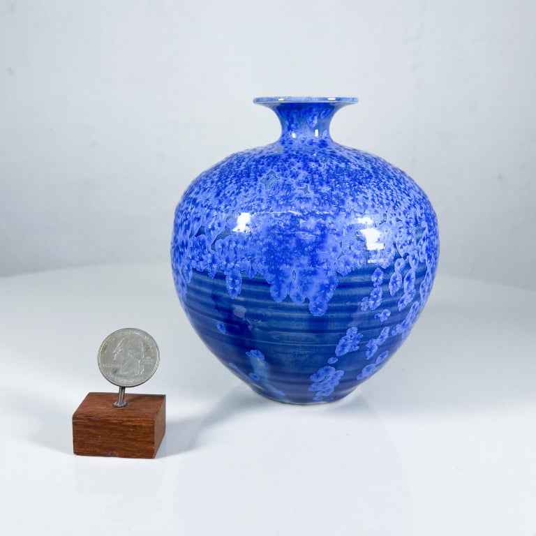1960s MidCentury Modern Studio Pottery Small Cobalt Blue Vase For Sale