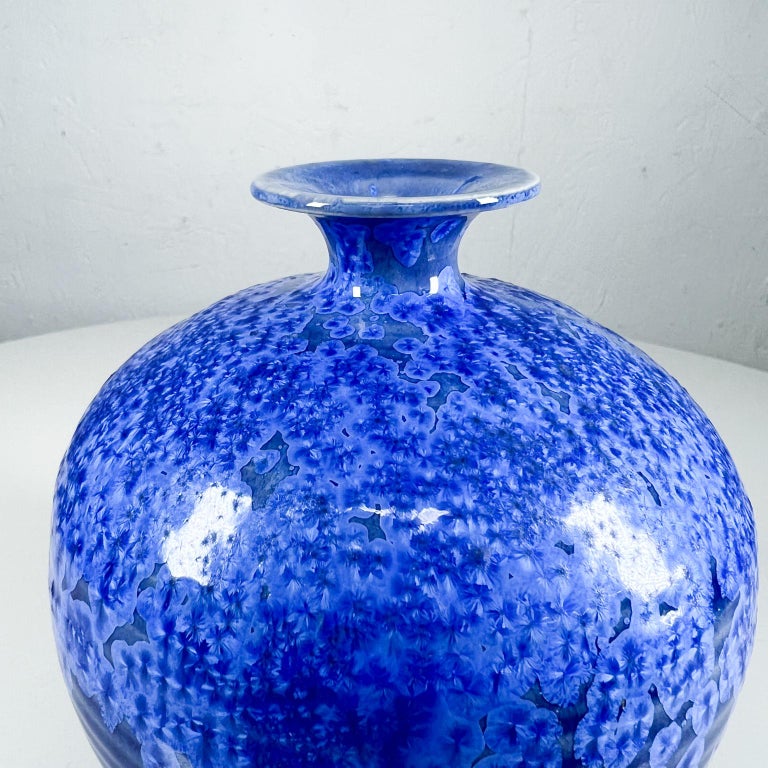1960s MidCentury Modern Studio Pottery Small Cobalt Blue Vase For Sale