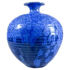 1960s Mid-Century Modern Studio Pottery Small Cobalt Blue Vase