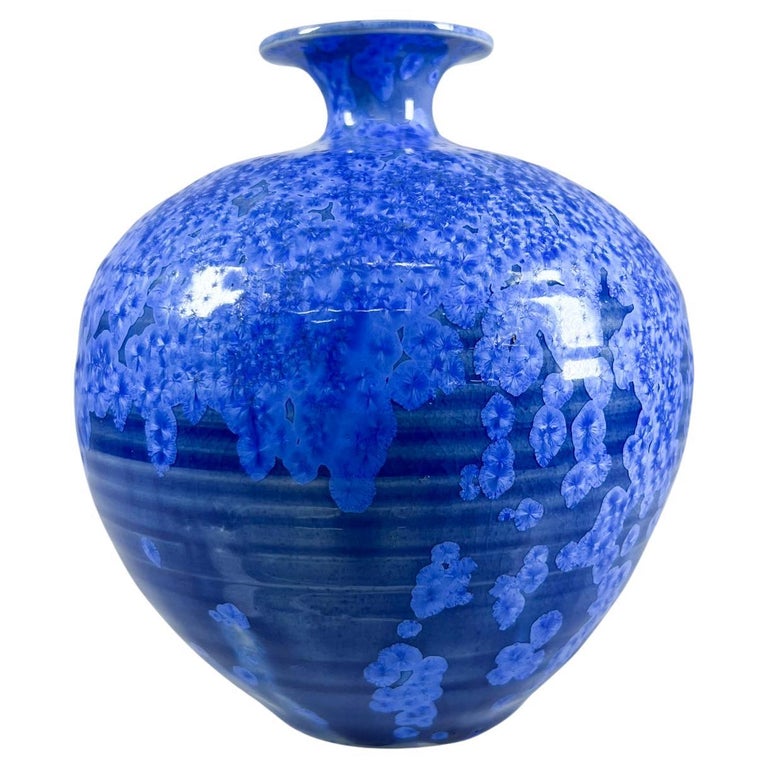 1960s MidCentury Modern Studio Pottery Small Cobalt Blue Vase For Sale