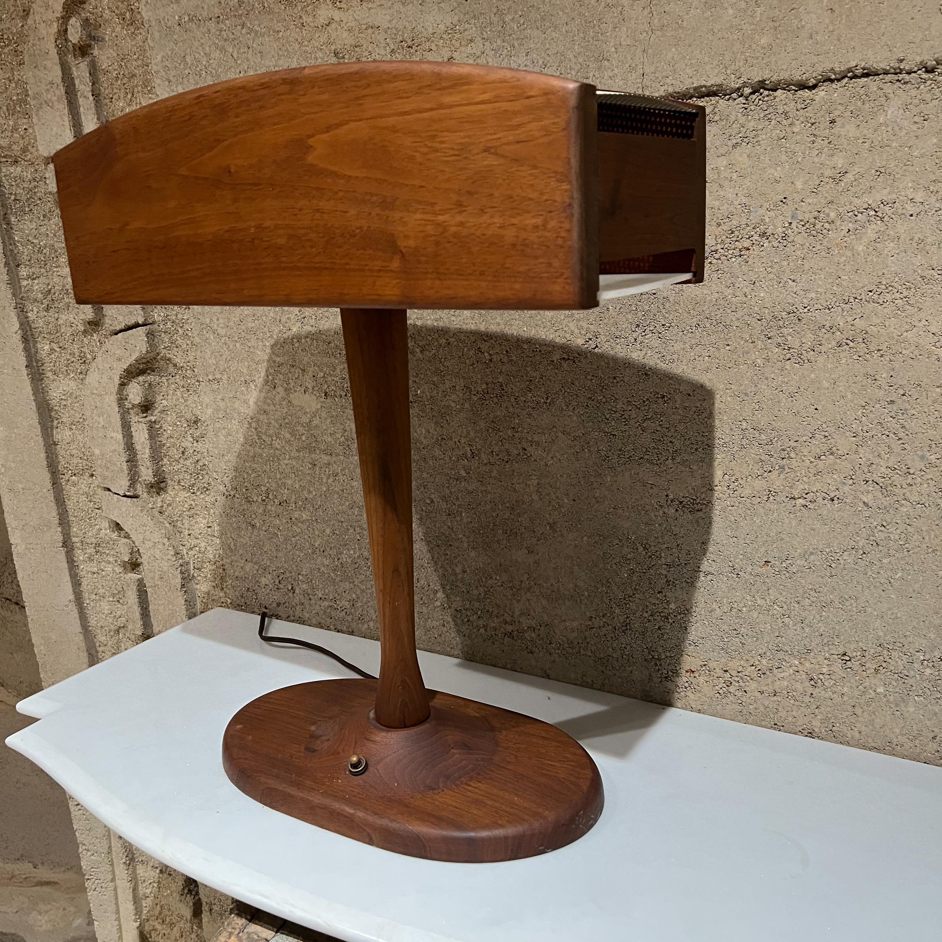 American 1960s Midcentury Modern Warm Walnut Wood Desk Lamp Organic Beauty For Sale