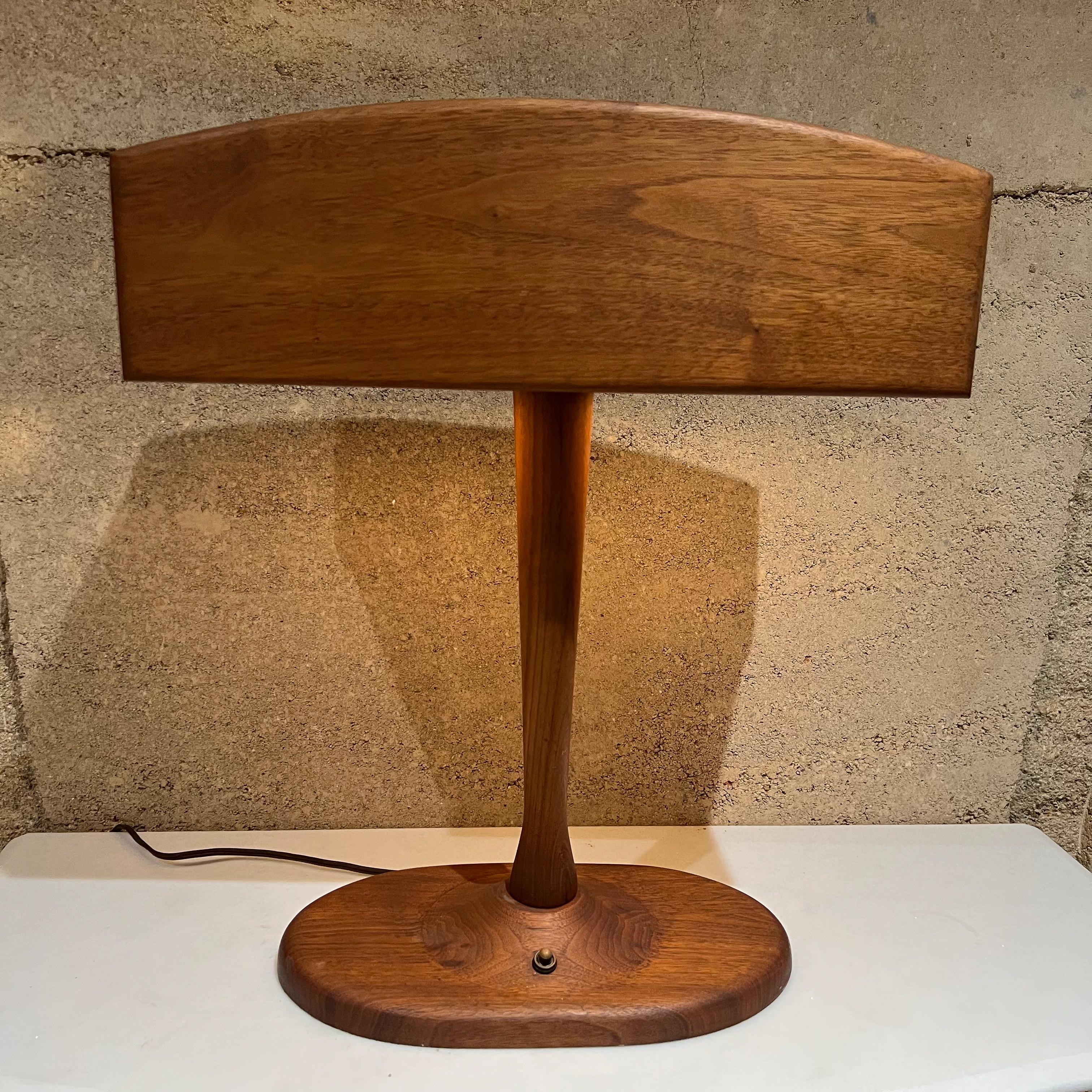 Mid-20th Century 1960s Midcentury Modern Warm Walnut Wood Desk Lamp Organic Beauty For Sale