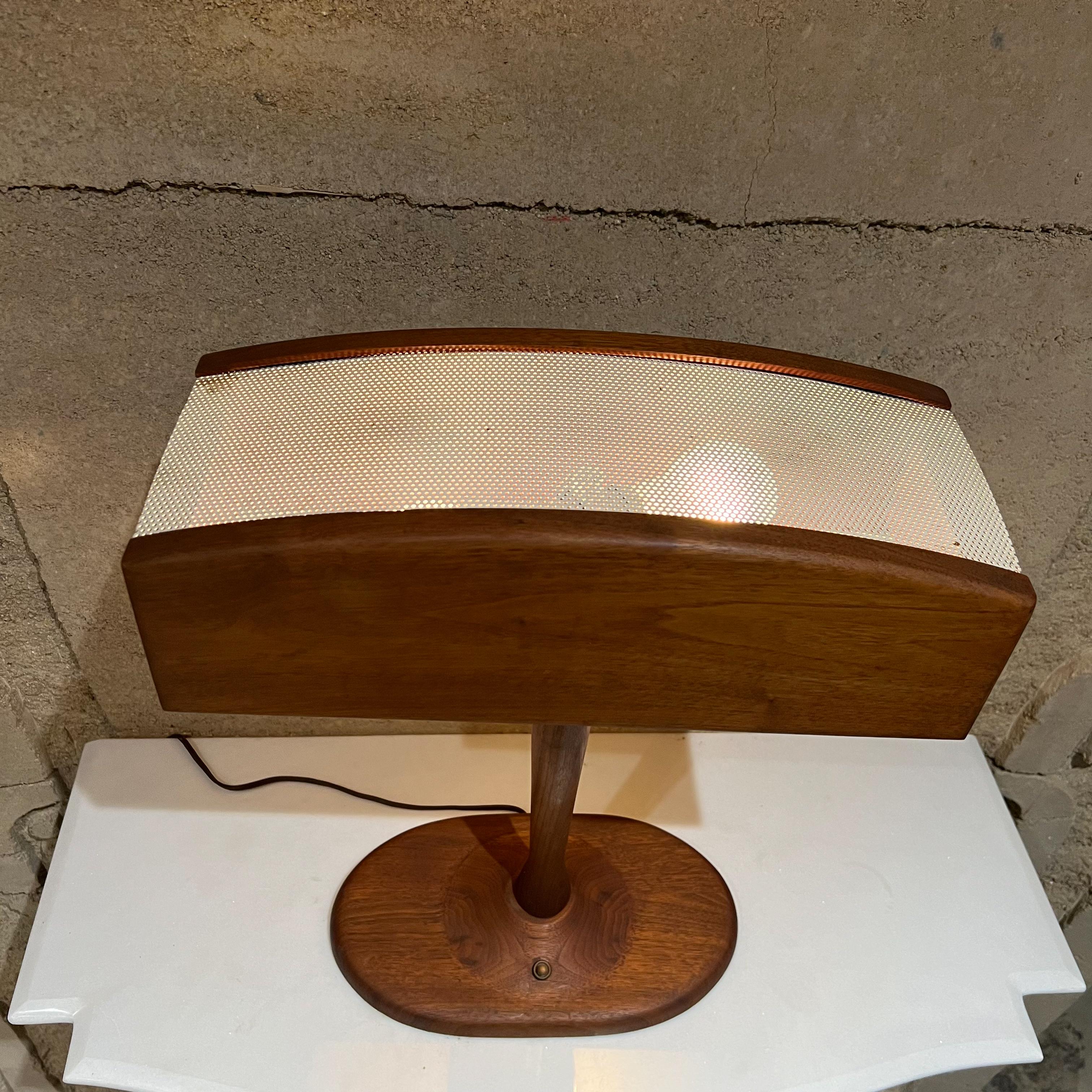 1960s Midcentury Modern Warm Walnut Wood Desk Lamp Organic Beauty For Sale 1