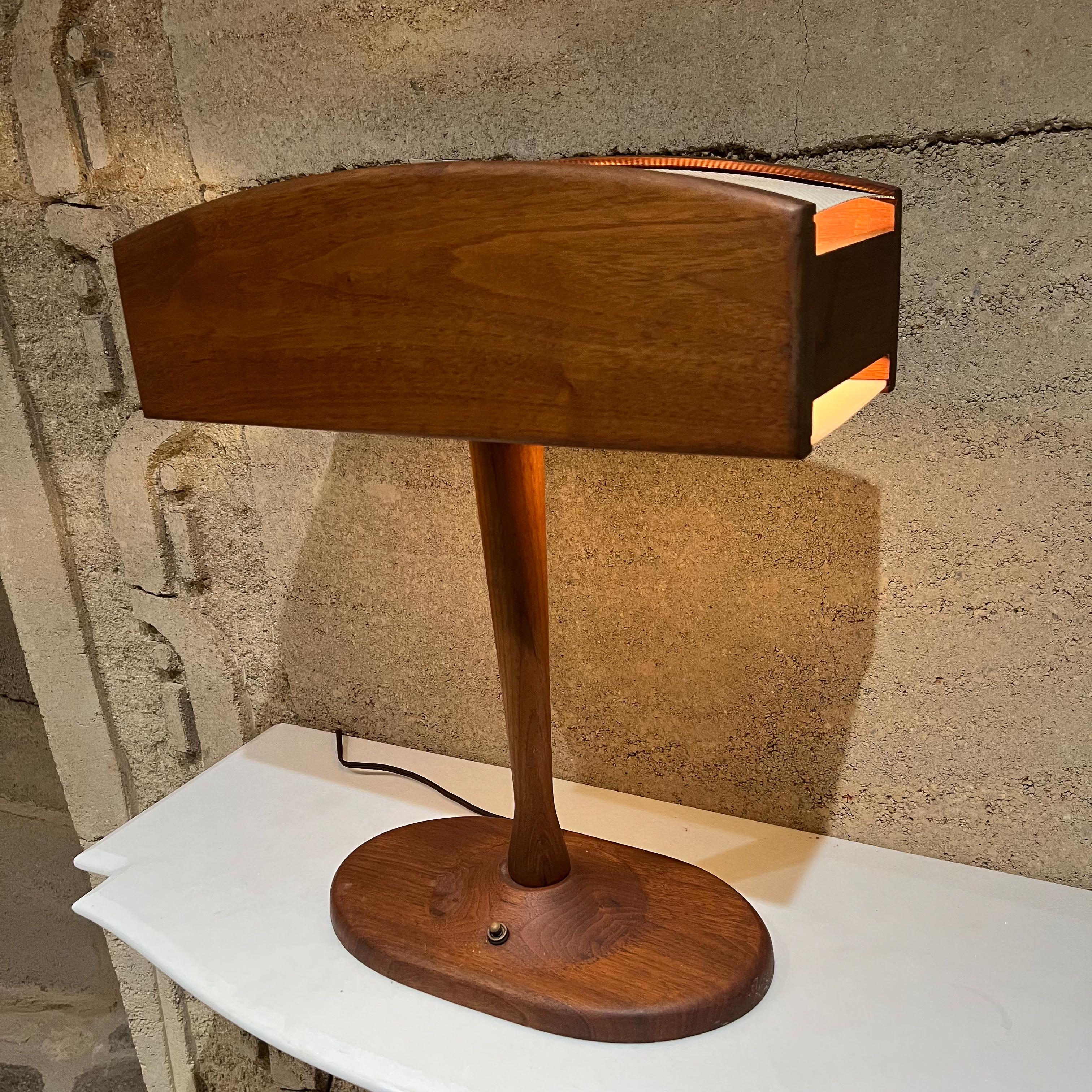 1960s Midcentury Modern Warm Walnut Wood Desk Lamp Organic Beauty For Sale 2