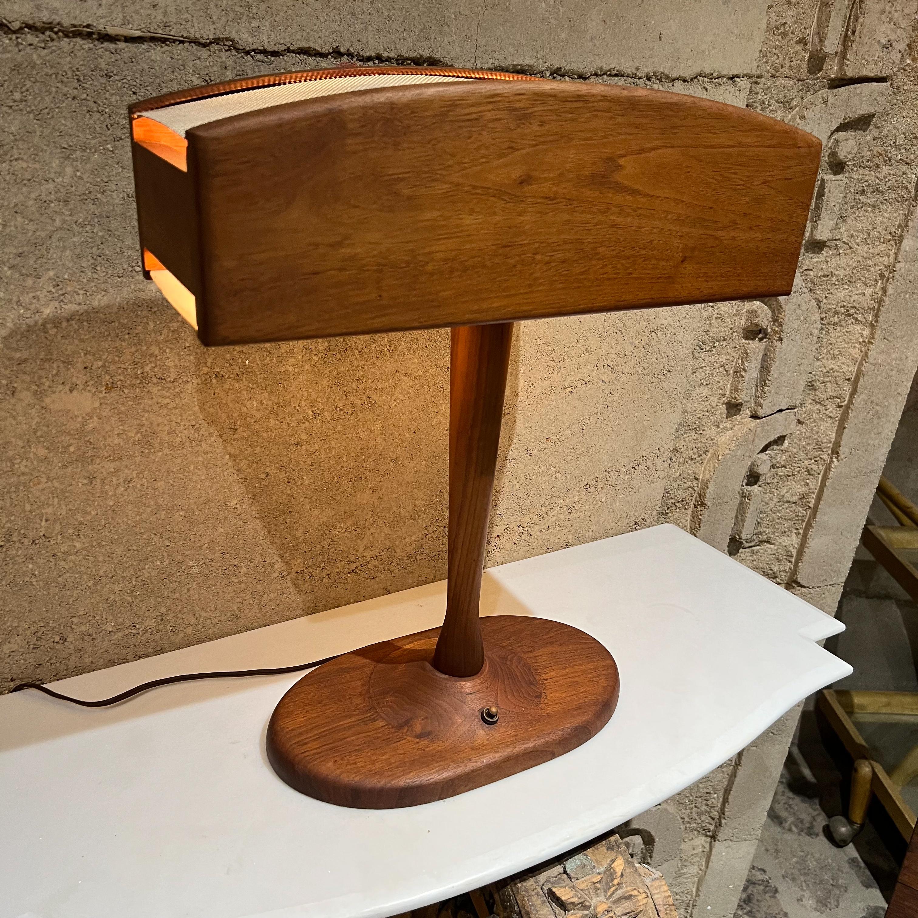 1960s Midcentury Modern Warm Walnut Wood Desk Lamp Organic Beauty For Sale 3