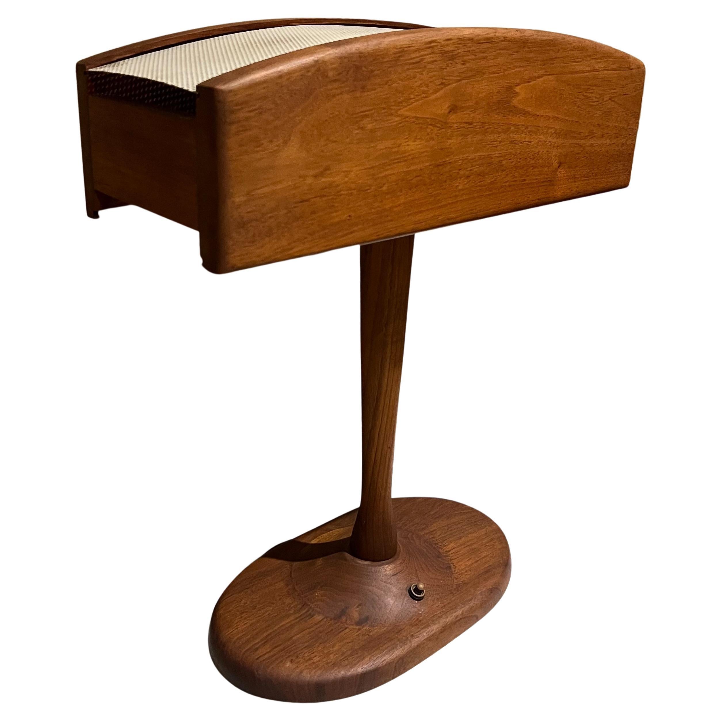 1960s Midcentury Modern Warm Walnut Wood Desk Lamp Organic Beauty For Sale