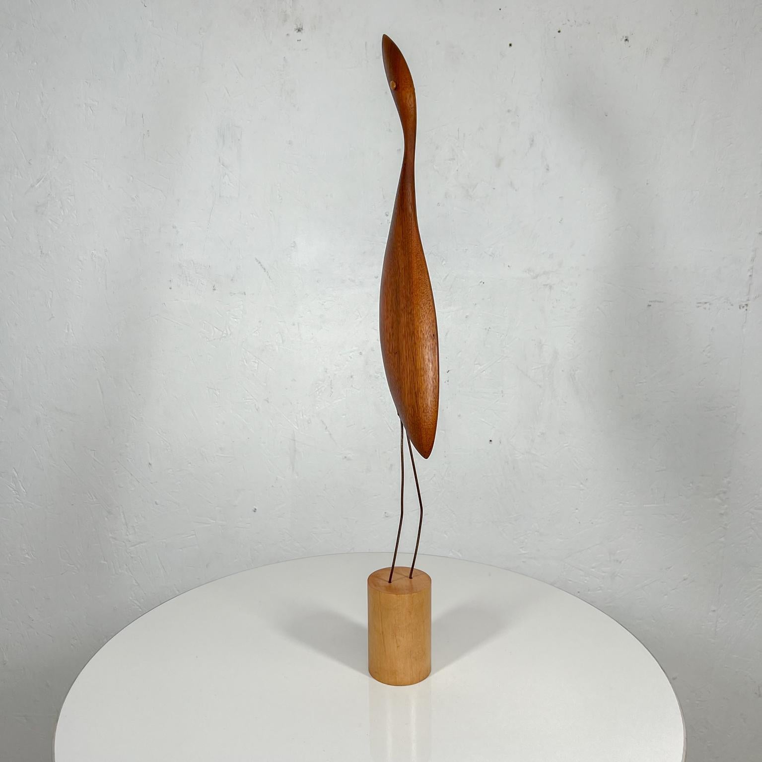 1960s Midcentury Modernist Carved Wood Egret Bird Sculpture K & P 5