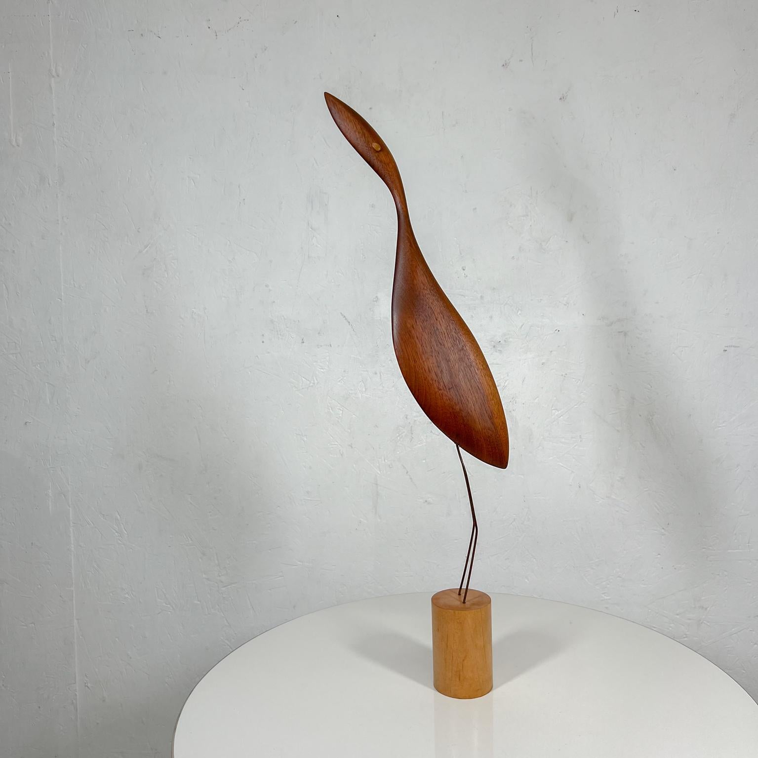 1960s Midcentury Modernist Carved Wood Egret Bird Sculpture K & P 1