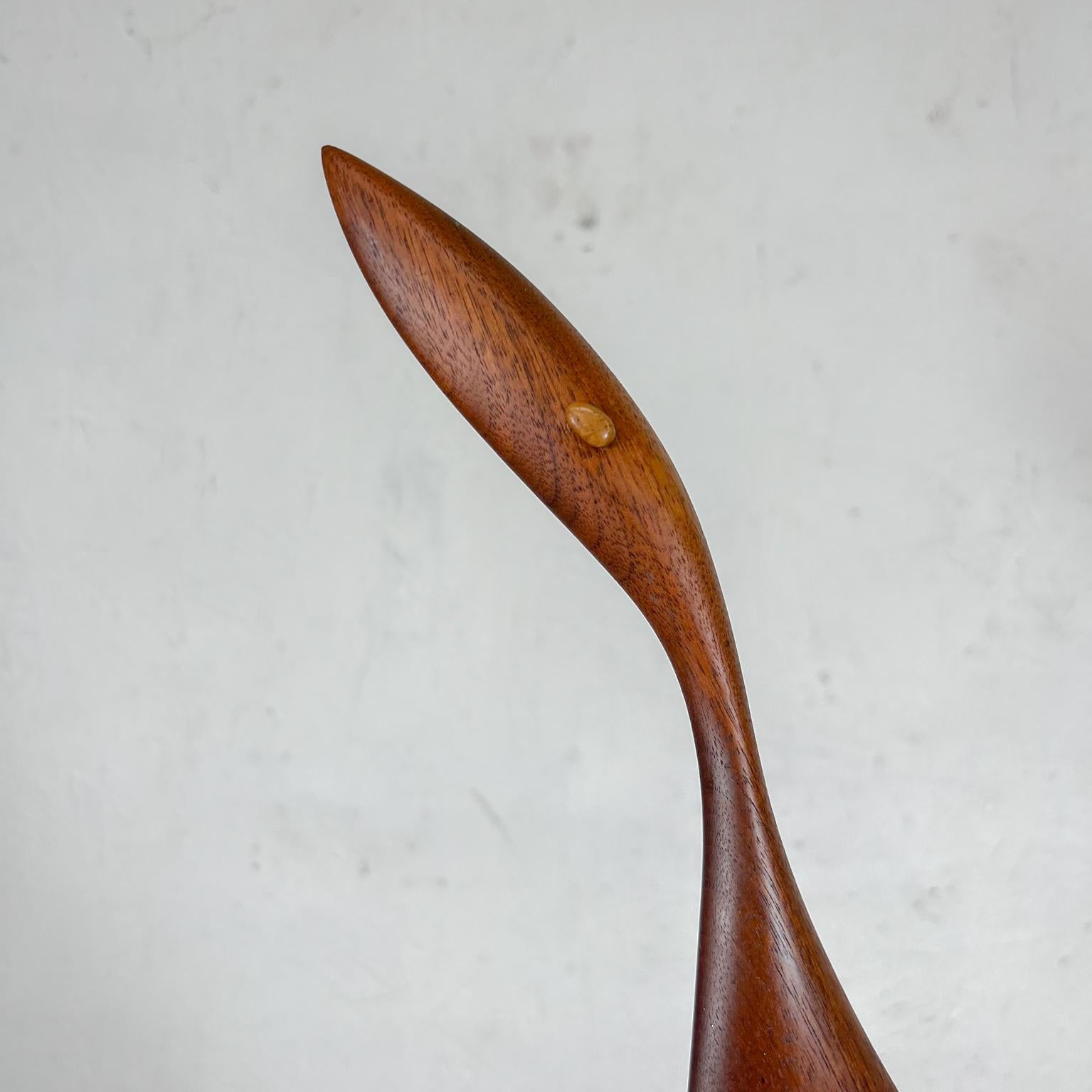 1960s Midcentury Modernist Carved Wood Egret Bird Sculpture K & P 2