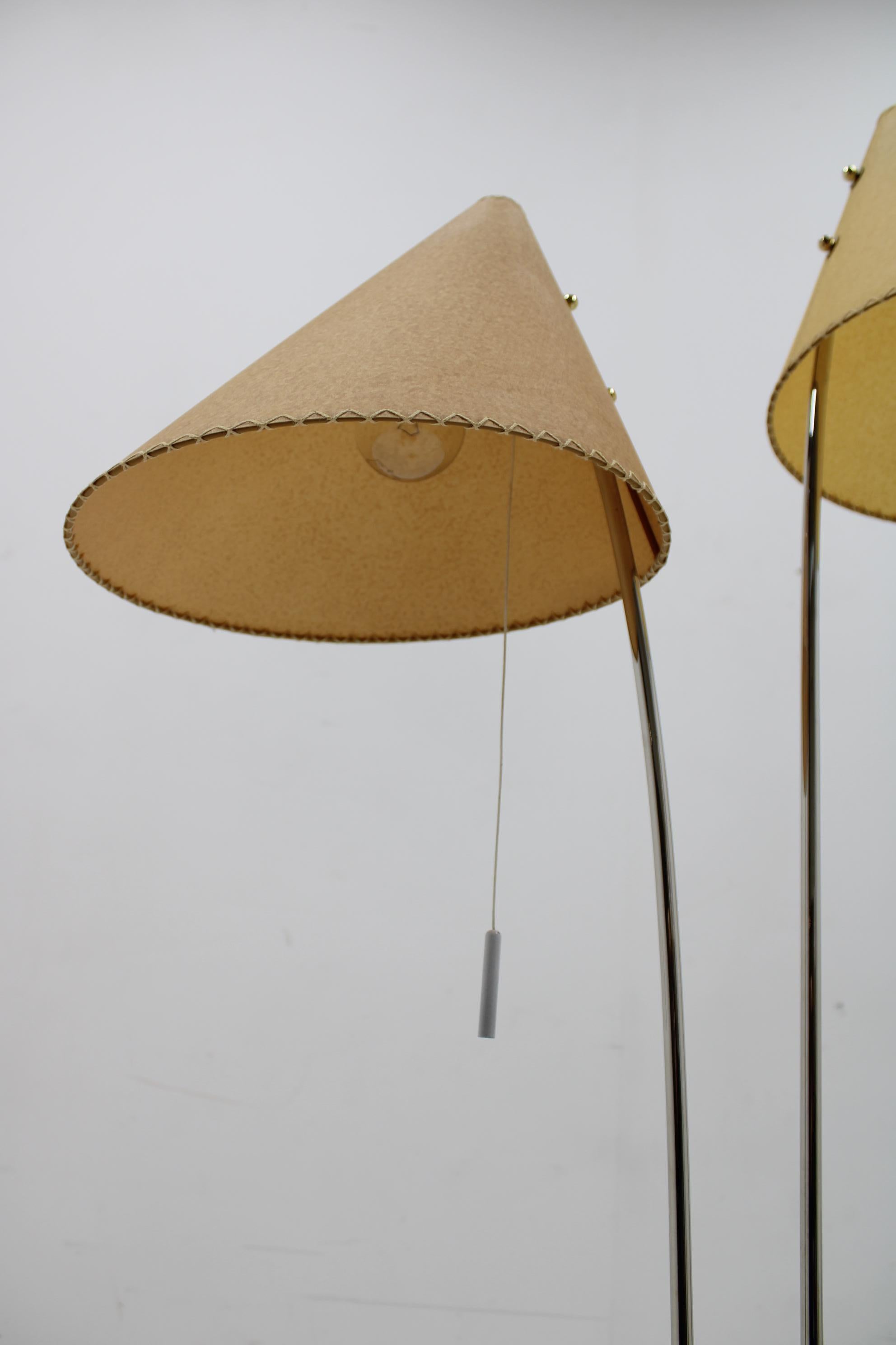 Chrome 1960s Midcentury Restored Floor Lamp, Czechoslovakia For Sale