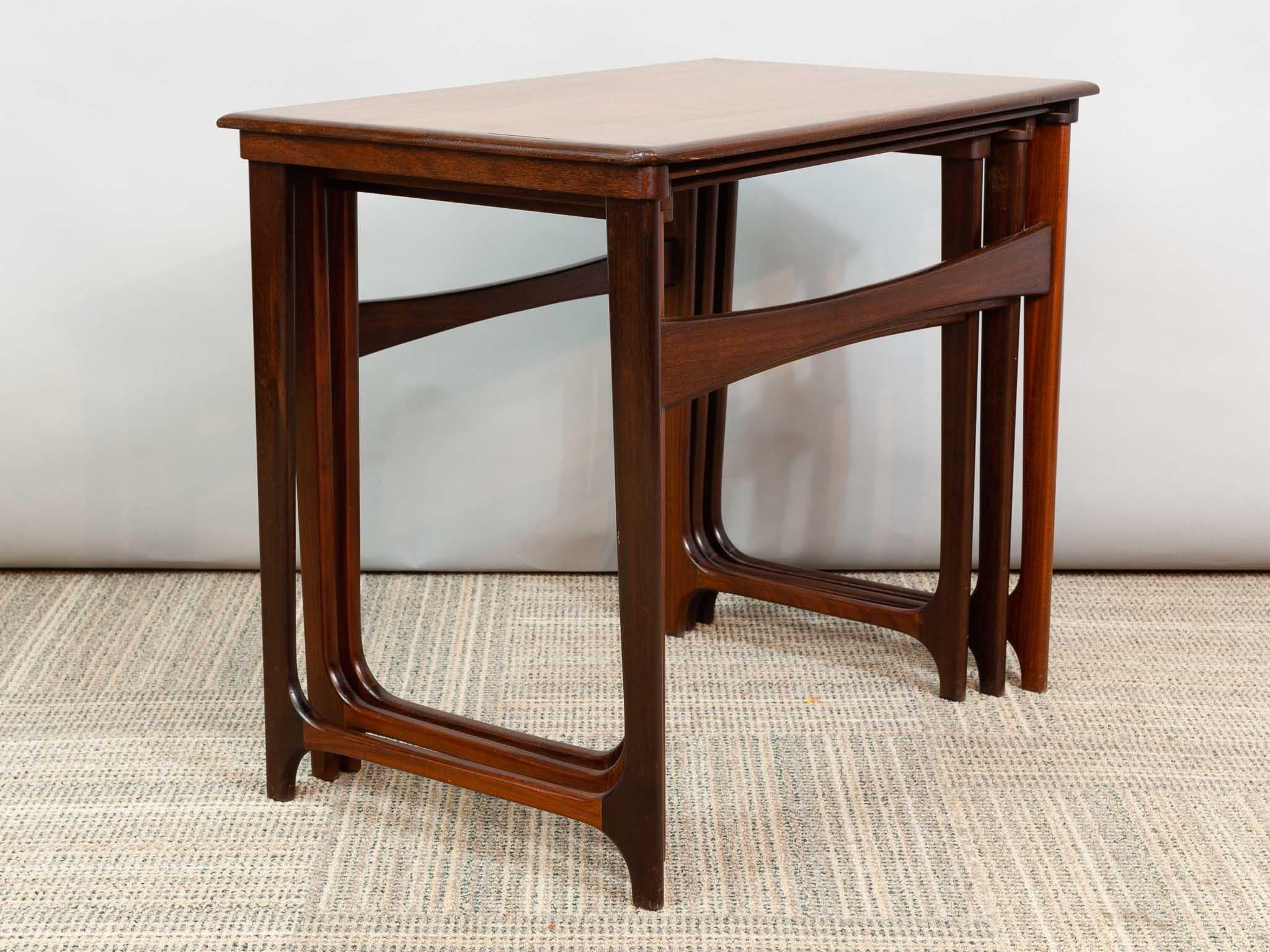 20th Century 1960s Midcentury Scandinavian Danish B.C. Mobler Teak Set of 3 Nesting Tables