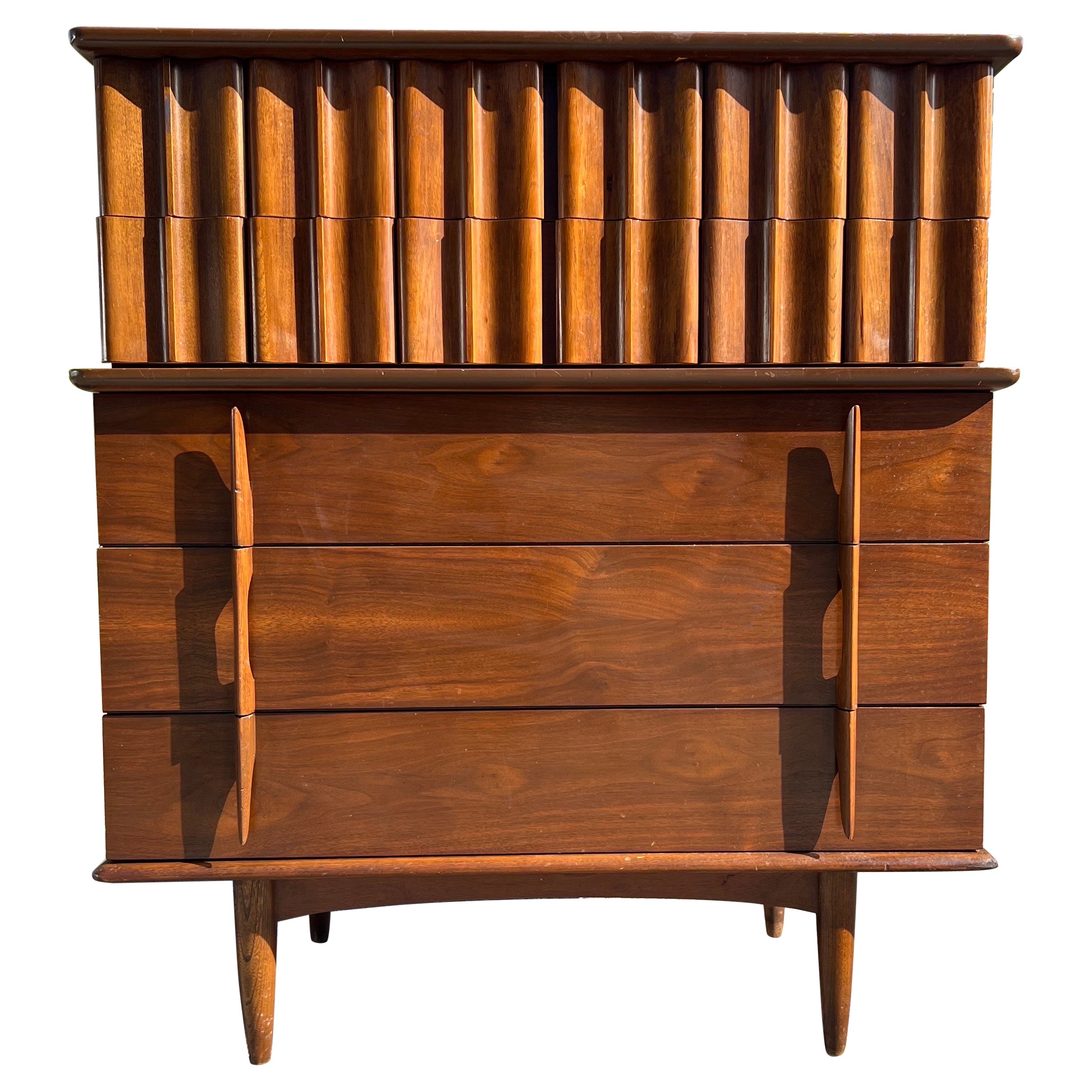 1960s Midcentury Tall High Boy Dresser United Furniture