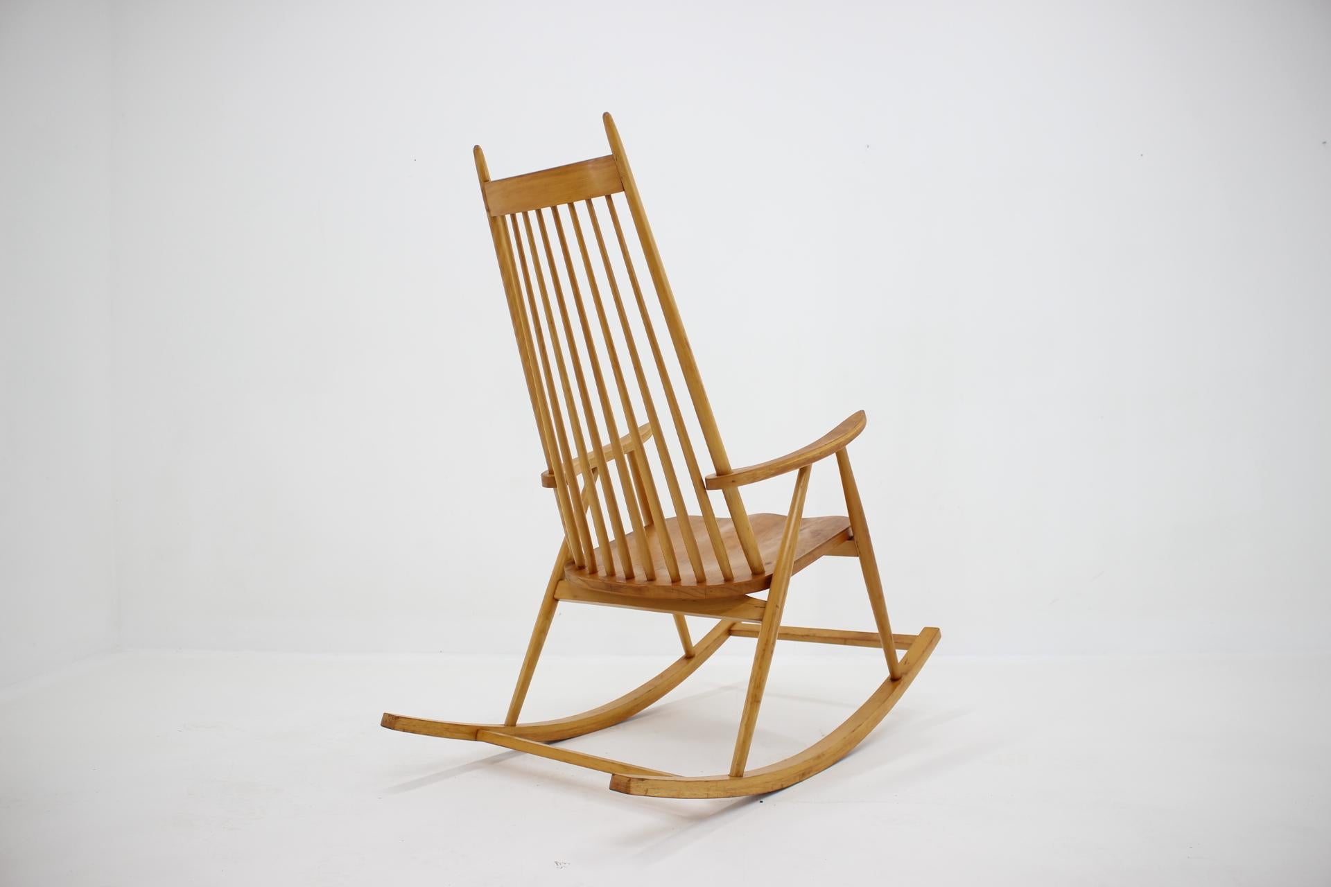 Mid-Century Modern 1960s Midcentury Wooden Rocking Chair, Czechoslovakia For Sale