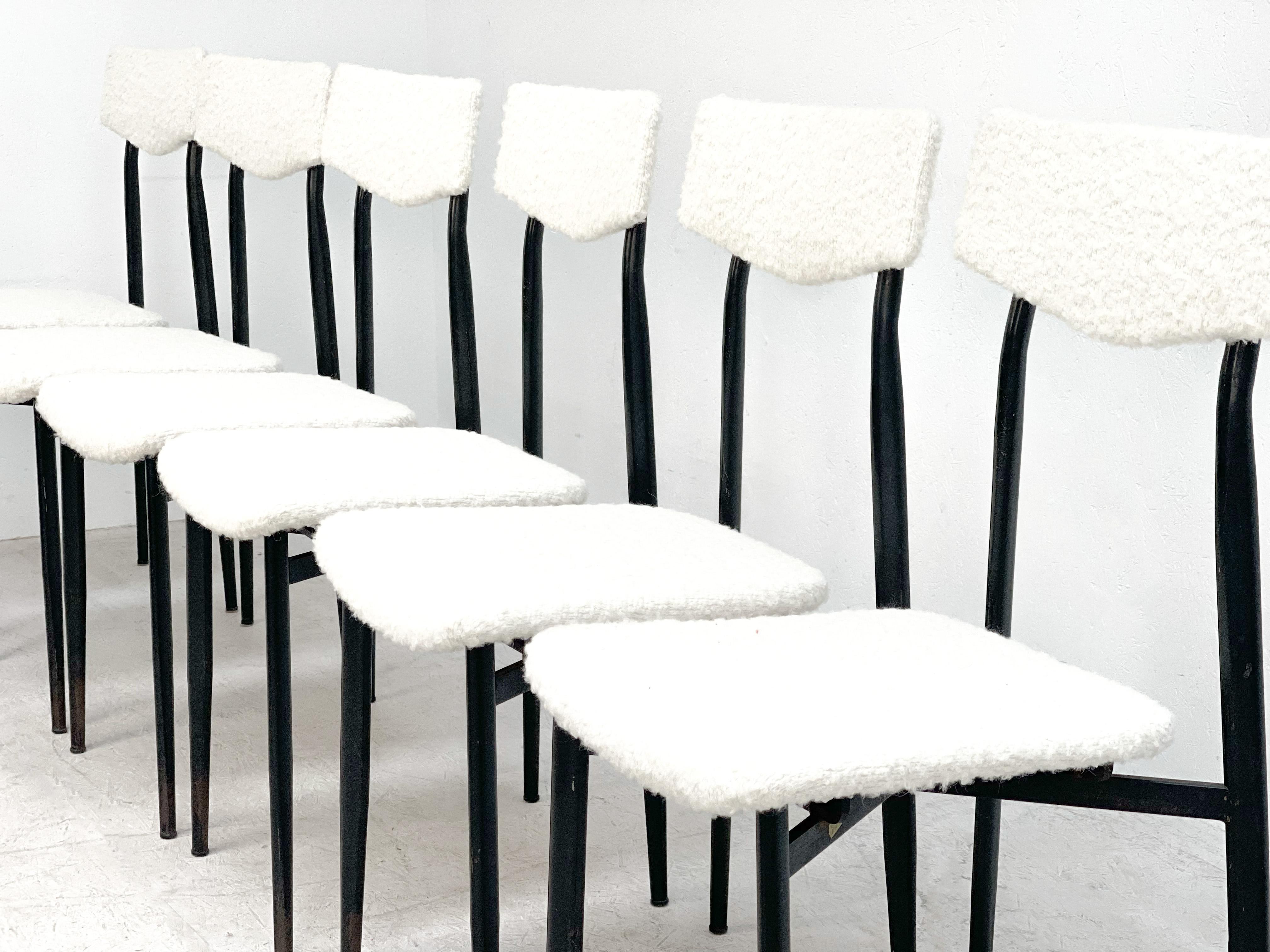 Metal 1960's Mid-Century Modern Italian Black Dining Chairs