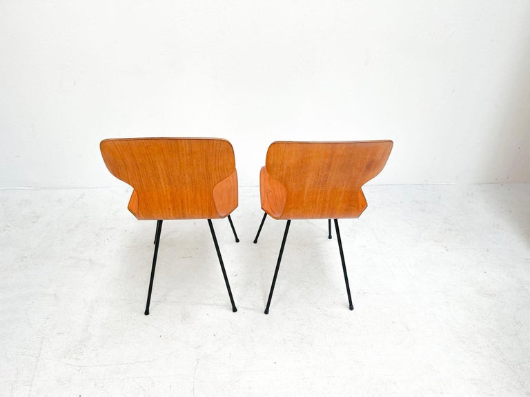 1960's Midcenturymodern Italian Plywood Carlo Ratti Chairs by Legni Curva For Sale 8