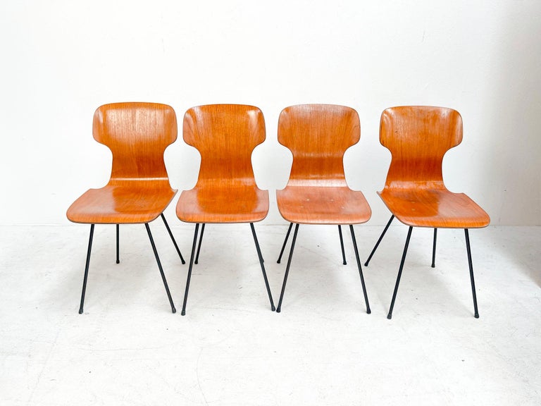 1960's Midcenturymodern Italian Plywood Carlo Ratti Chairs by Legni Curva In Good Condition For Sale In Nijlen, VAN