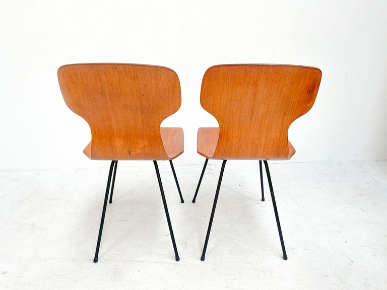 1960's Midcenturymodern Italian Plywood Carlo Ratti Chairs by Legni Curva For Sale 4